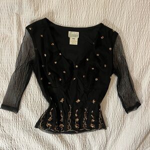 Vintage 1990 Y2K Blue Embroidered whimsigoth Fairy Extra Small Made In USA